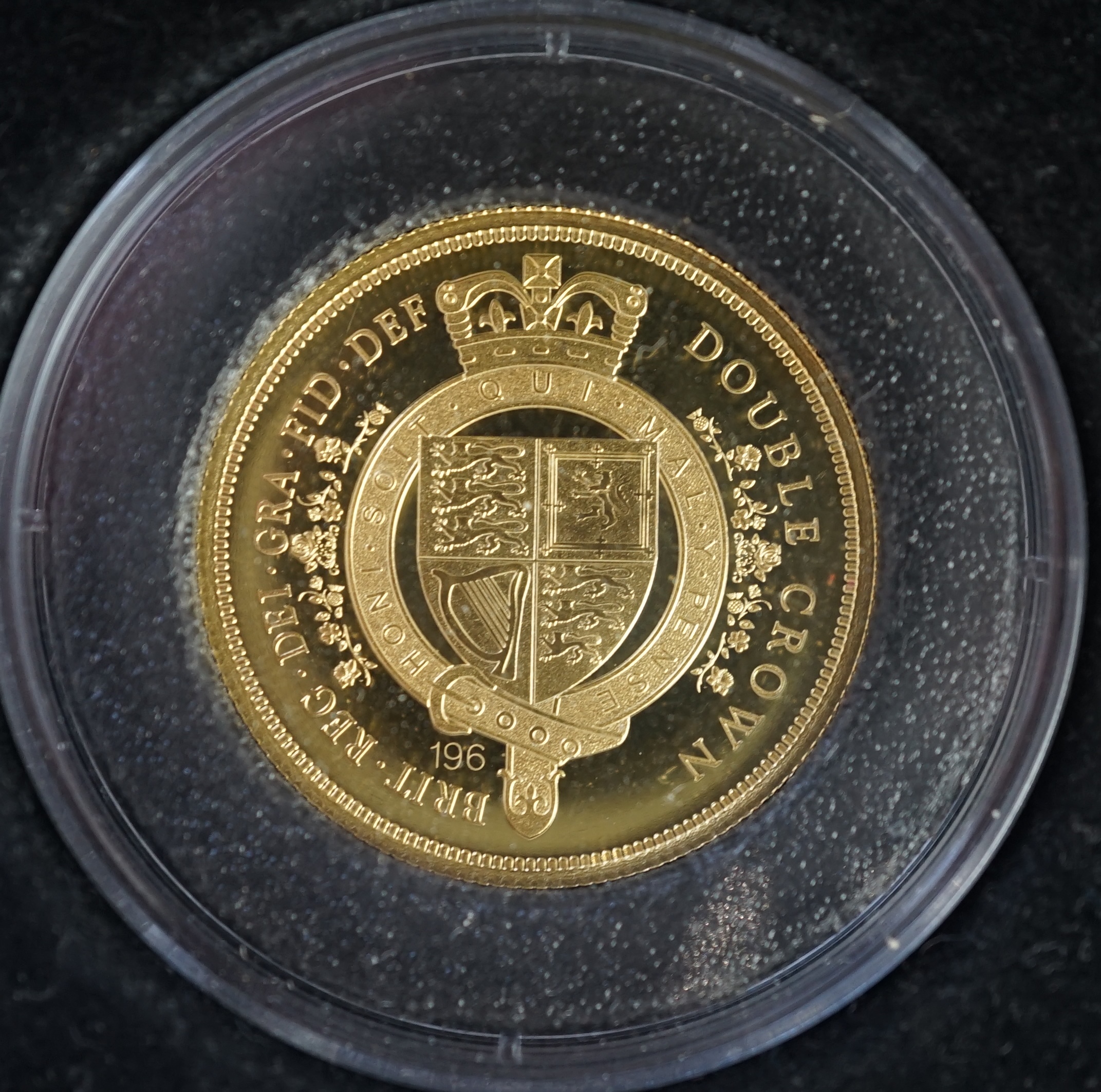 Gold commemorative coins, Elizabeth II, Tristan da Cunha, The Vivat Regina proof 9ct. gold double crown coin, 2015, in Bradford Exchange case with certificate
